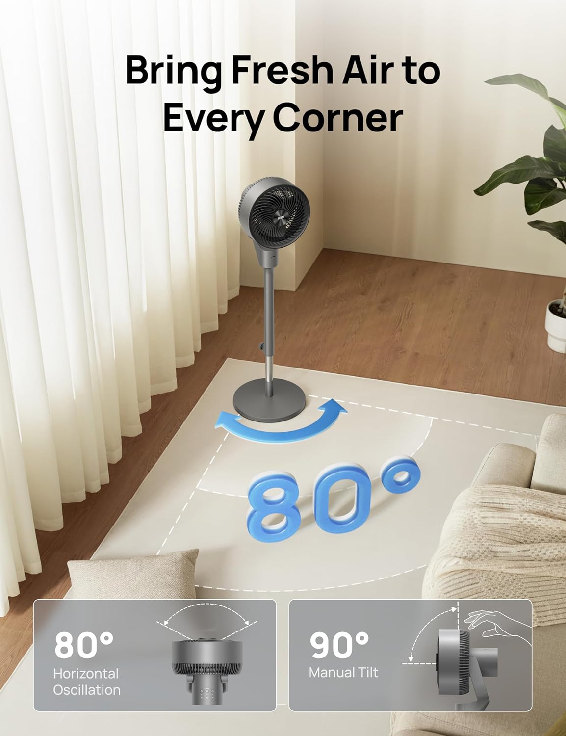 Dreo Fan for Bedroom Standing Fan Pedestal Fans Air Circulator