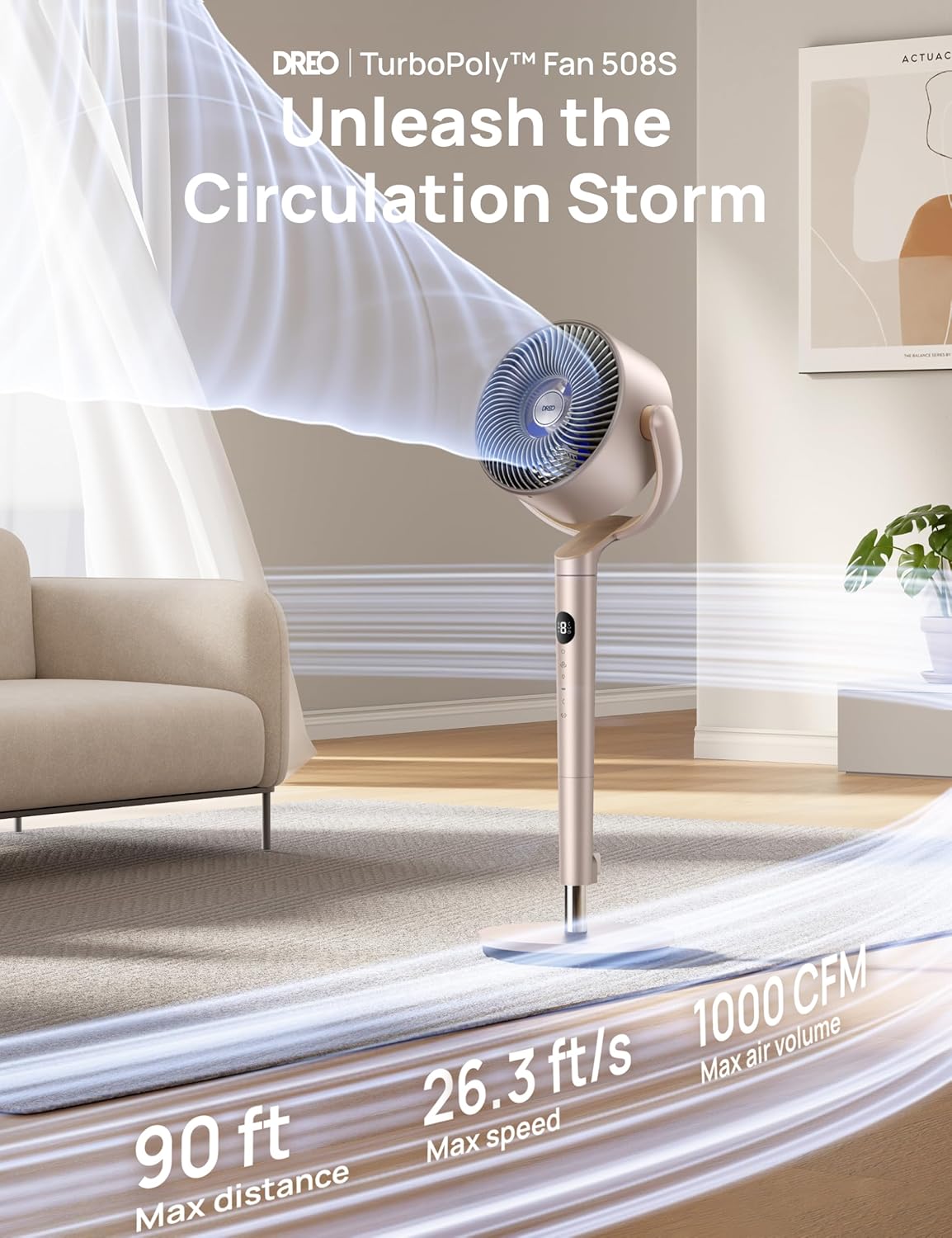 Dreo Smart Fan 120° +120° Omni-Directional Oscillating Fans Pedestal Fan Floor Fans