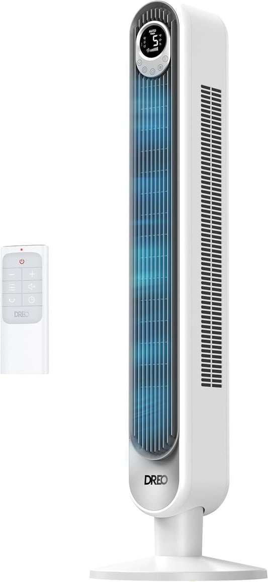 Dreo Tower Fan for Bedroom, 90° Oscillating Standing Fan, 30ft far, 28dB Quiet for Sleep, 6 Speeds, 4 Modes, 12H Timer, 42 Inch, Bladeless, Remote, for Home, Office, Room, Cruiser Pro T1
