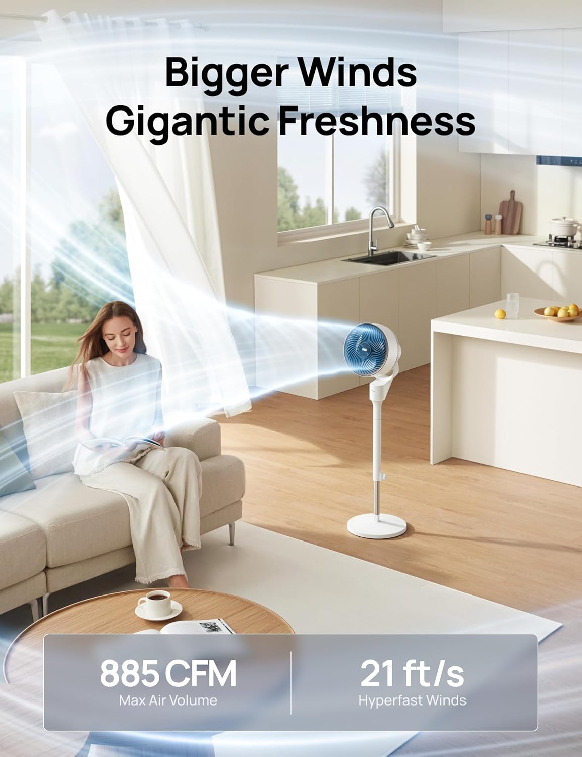 Dreo Fan for Bedroom Standing Fan Pedestal Fans Air Circulator