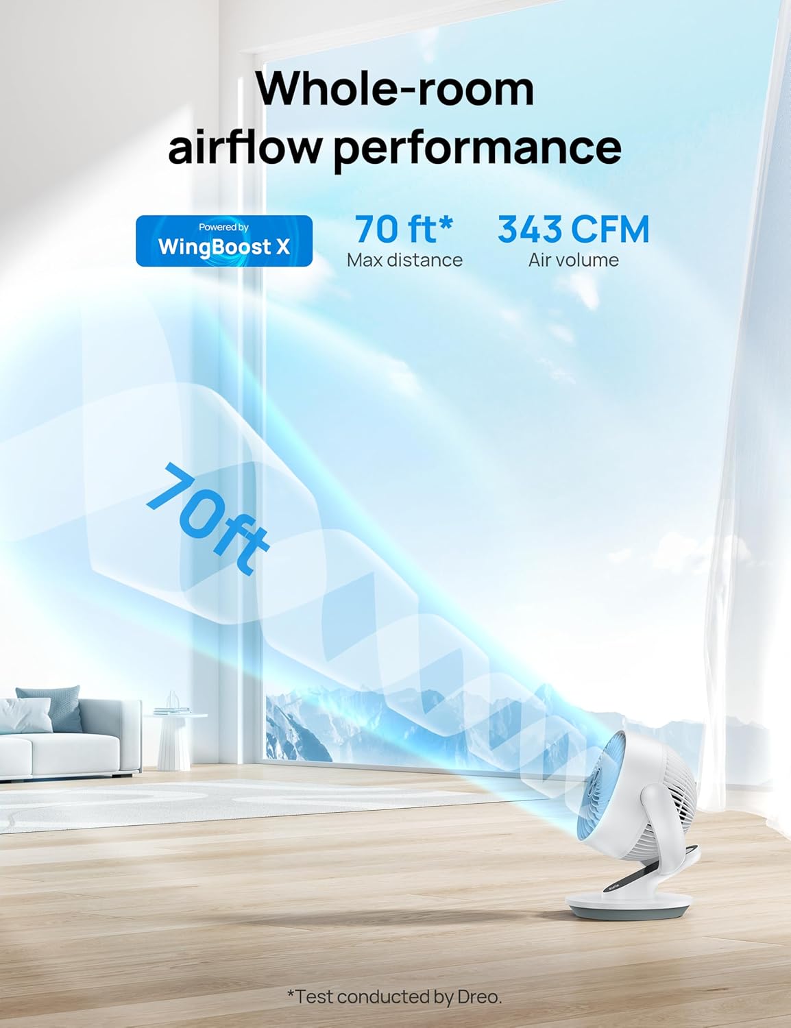 Dreo Fan for Bedroom, 13-Inch Oscillating Table Air Circulator Fan for Whole Room, 120° Tilt Adjustment, 28dB Ultra-Quiet, 70ft Powerful Airflow, 4 Speeds Desk Fans with Remote for Home, Office