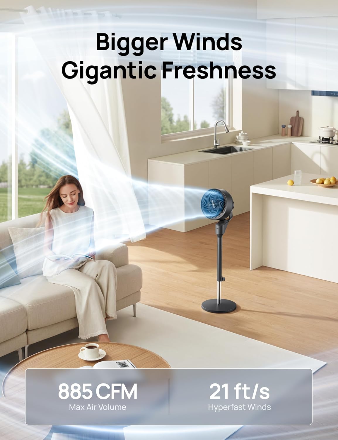 Dreo Fan for Bedroom Standing Fan Pedestal Fans Air Circulator