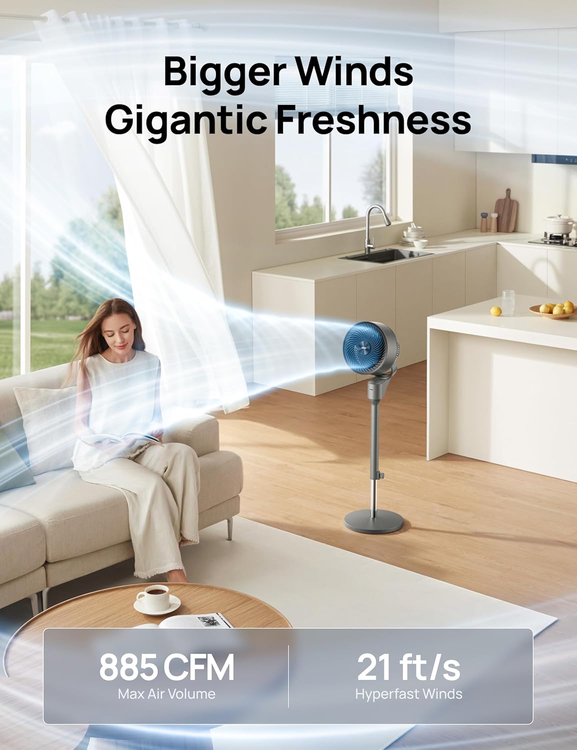 Dreo Fan for Bedroom Standing Fan Pedestal Fans Air Circulator