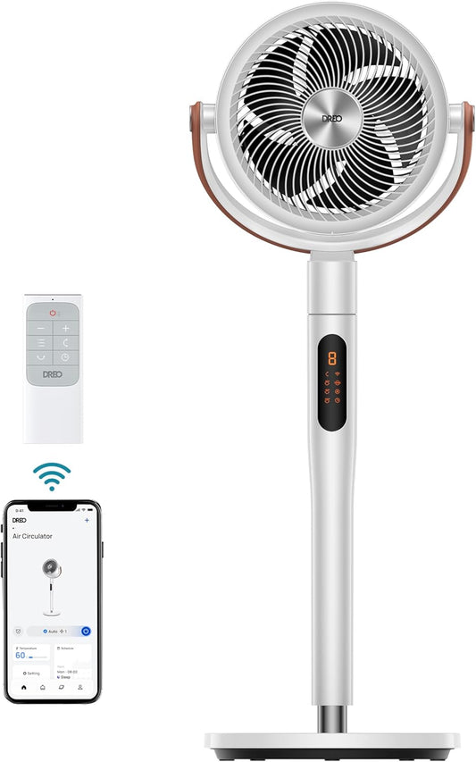 Dreo PolyFan 513S Pedestal Fan Standing Floor Fans Smart Oscillating with Wi-Fi/Voice Control